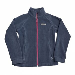 Columbia Fleece Jacket - Navy Blue w/ Hot Pink Zip (Youth M 10/12)